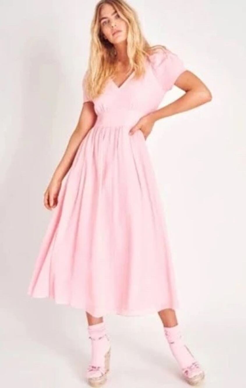 LoveShackFancy Hutchinson Dress 0 Powder Pink Silk Cotton Maxi NWT Rare